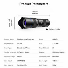 Lente telefoto zoom universal APEXEL totalme...
