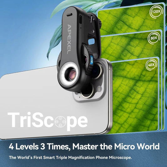 Microscopio para teléfono APEXEL TriScope 40...