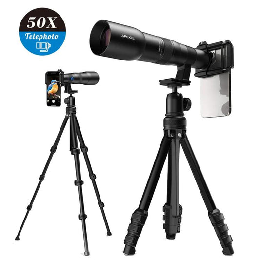 Kit de teleobjetivo APEXEL TeleCular 50x par...