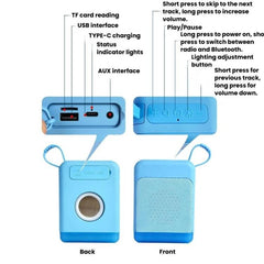 Mini altavoz de escritorio Bluetooth retro con luces RGB