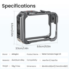 For Insta360 Ace Pro 2 / Ace Pro Metal Camera Cage 2.0
