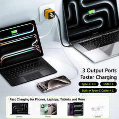 Cargador de pared GaN de 120 W con cable USB...