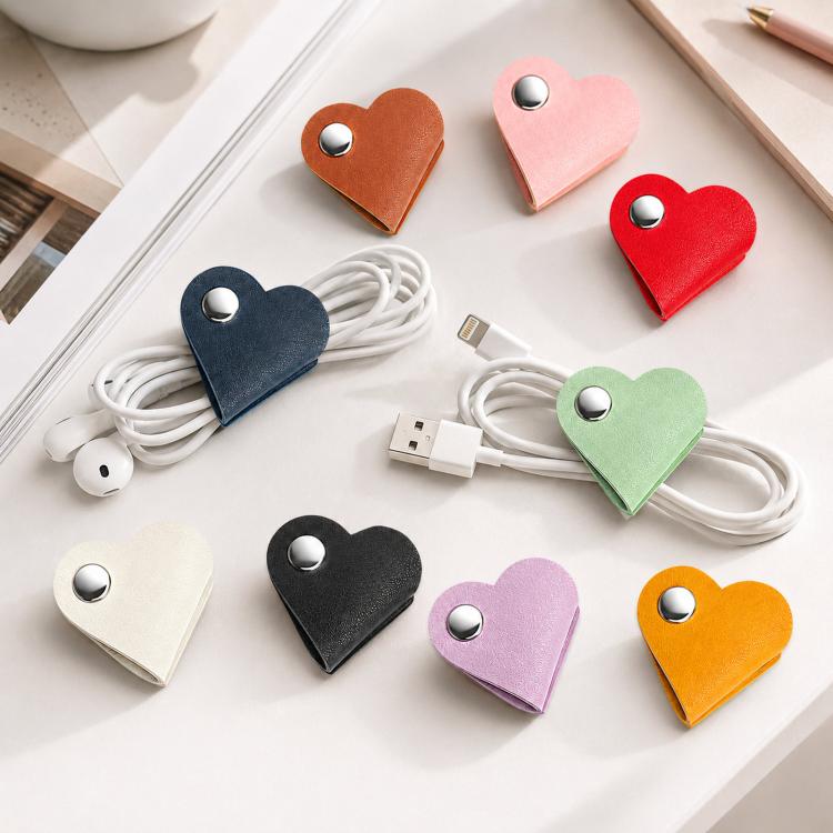 Organizador de cables de cuero con forma de corazón (paquete de 9 unidades)