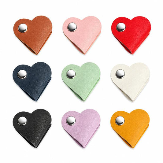 Organizador de cables de cuero con forma de corazón (paquete de 9 unidades)