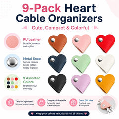 Organizador de cables de cuero con forma de corazón (paquete de 9 unidades)