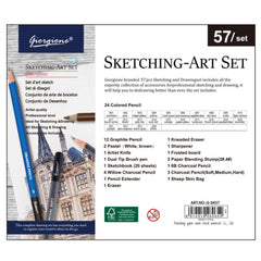Set de dibujo y lápices de colores con cuade...