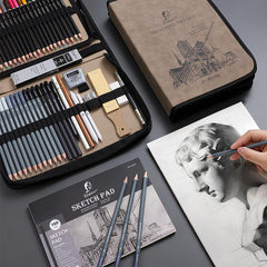 Set de dibujo y lápices de colores con cuade...