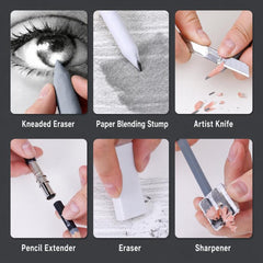 Set de dibujo y lápices de colores con cuade...