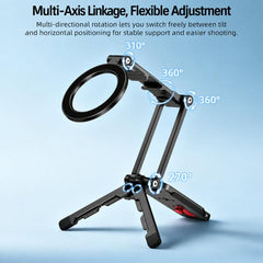 Flymile Phone Magnetic Rotating Foldable Metal Tripod Stand