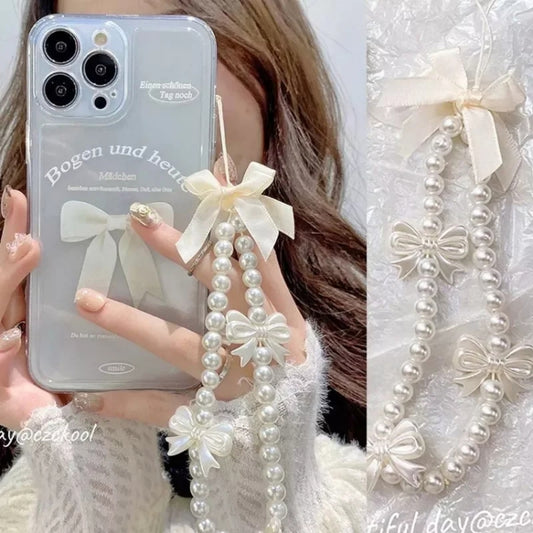 Pulsera de perlas de mariposa Cadena para teléfono móvil